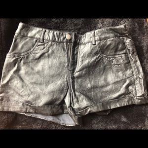 Black Pleather High Waisted Shorts